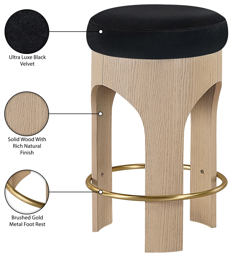 Bucatini Natural Black Counter Stool