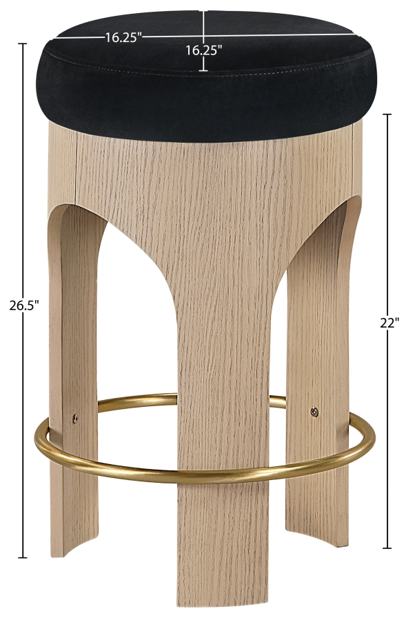 Bucatini Natural Black Counter Stool