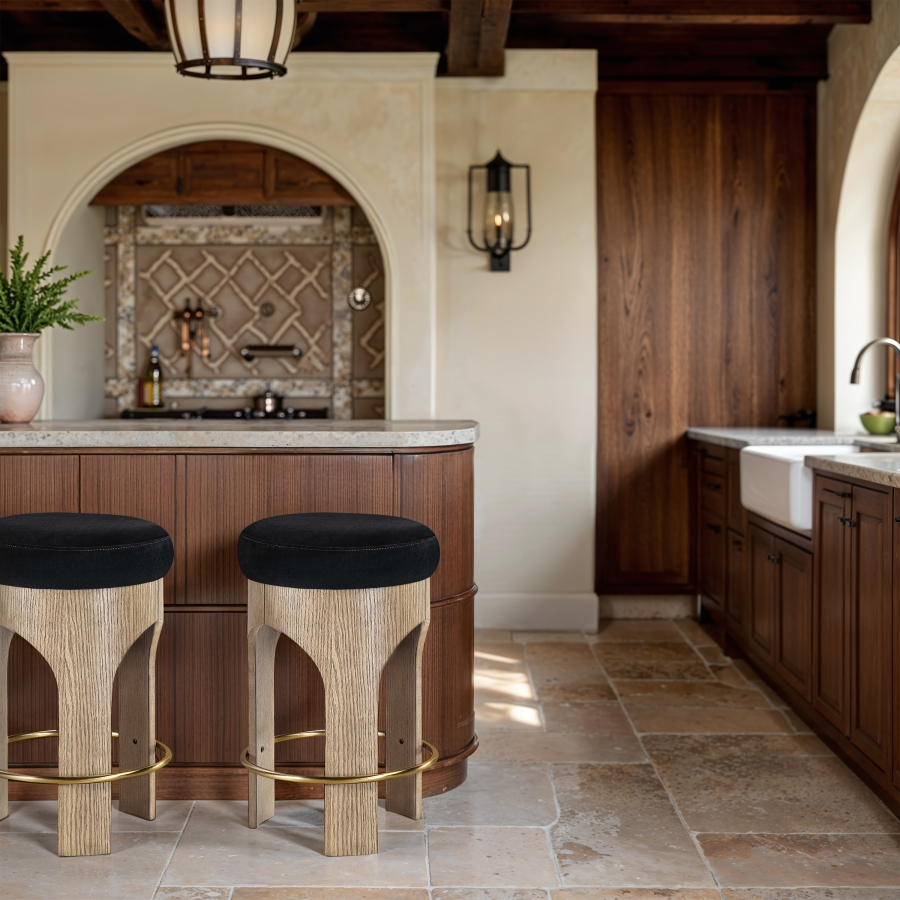 Bucatini Natural Black Counter Stool