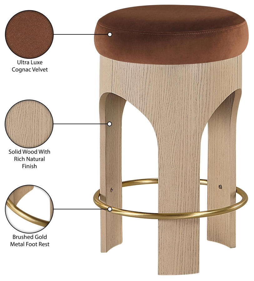 Bucatini Natural Cognac Counter Stool