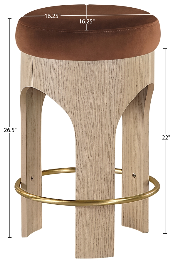 Bucatini Natural Cognac Counter Stool