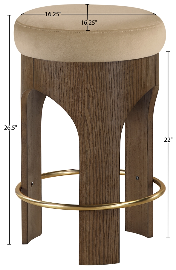 Bucatini Walnut Beige Counter Stool