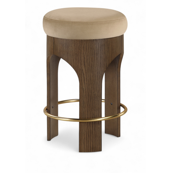 Bucatini Walnut Beige Counter Stool