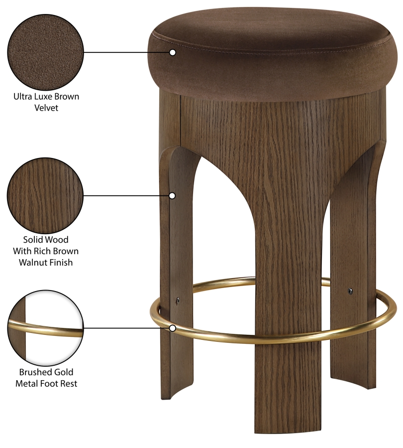 Bucatini Walnut Brown Counter Stool