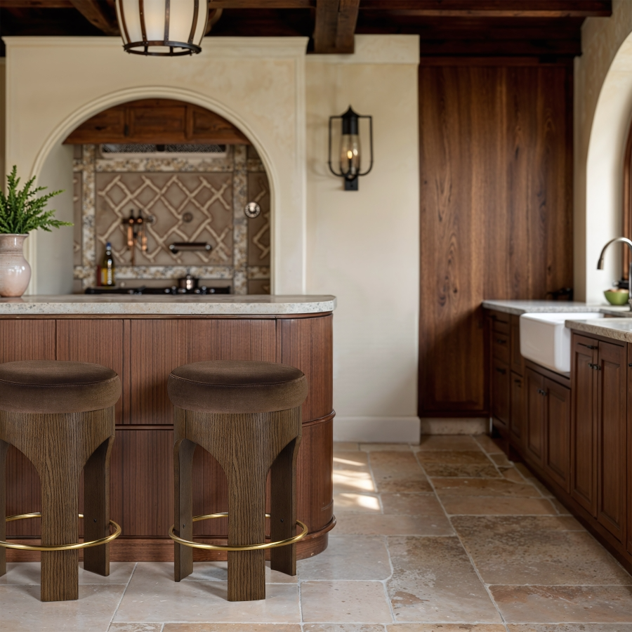 Bucatini Walnut Brown Counter Stool