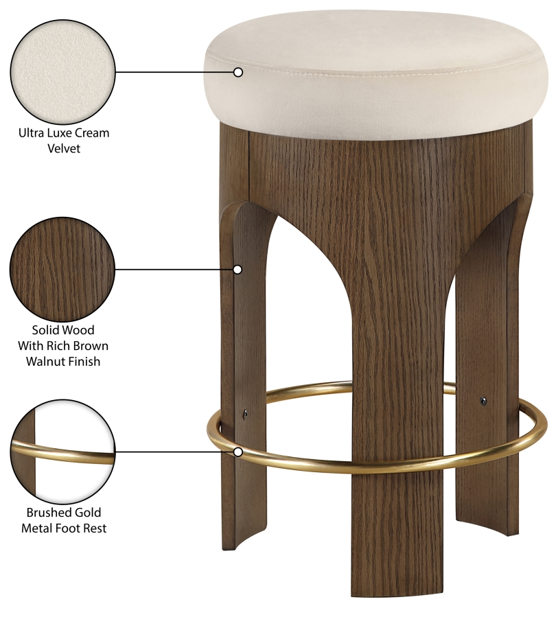 Bucatini Walnut Cream Counter Stool