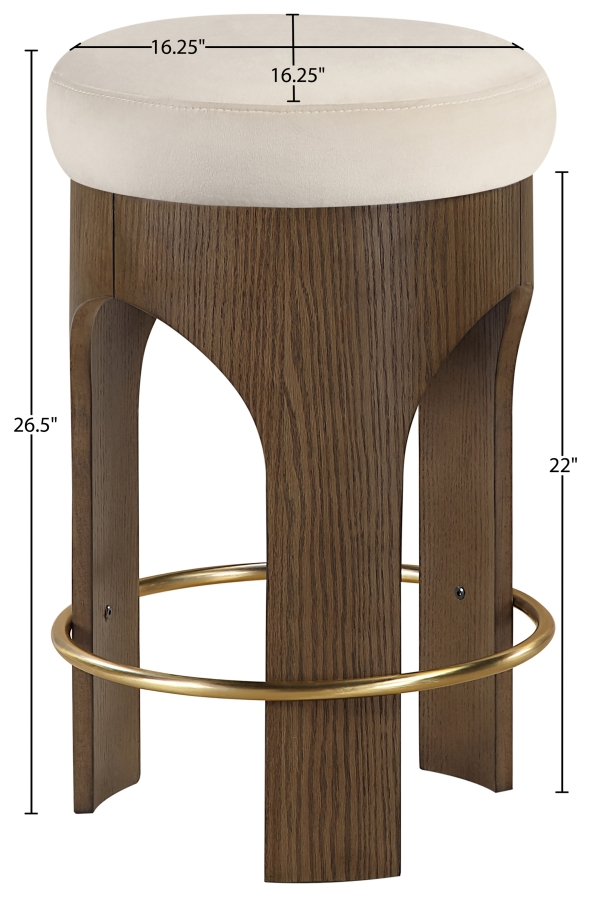 Bucatini Walnut Cream Counter Stool