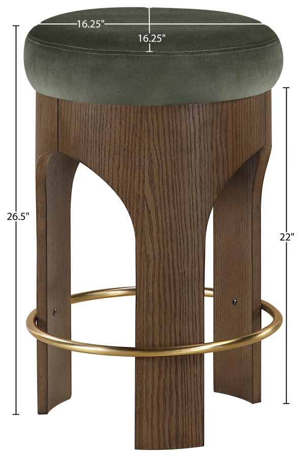 Bucatini Walnut Green Counter Stool