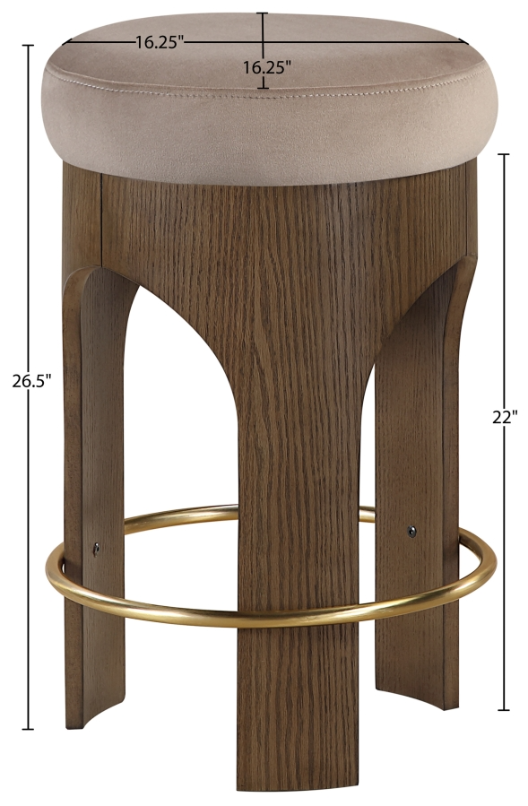 Bucatini Walnut Taupe Counter Stool