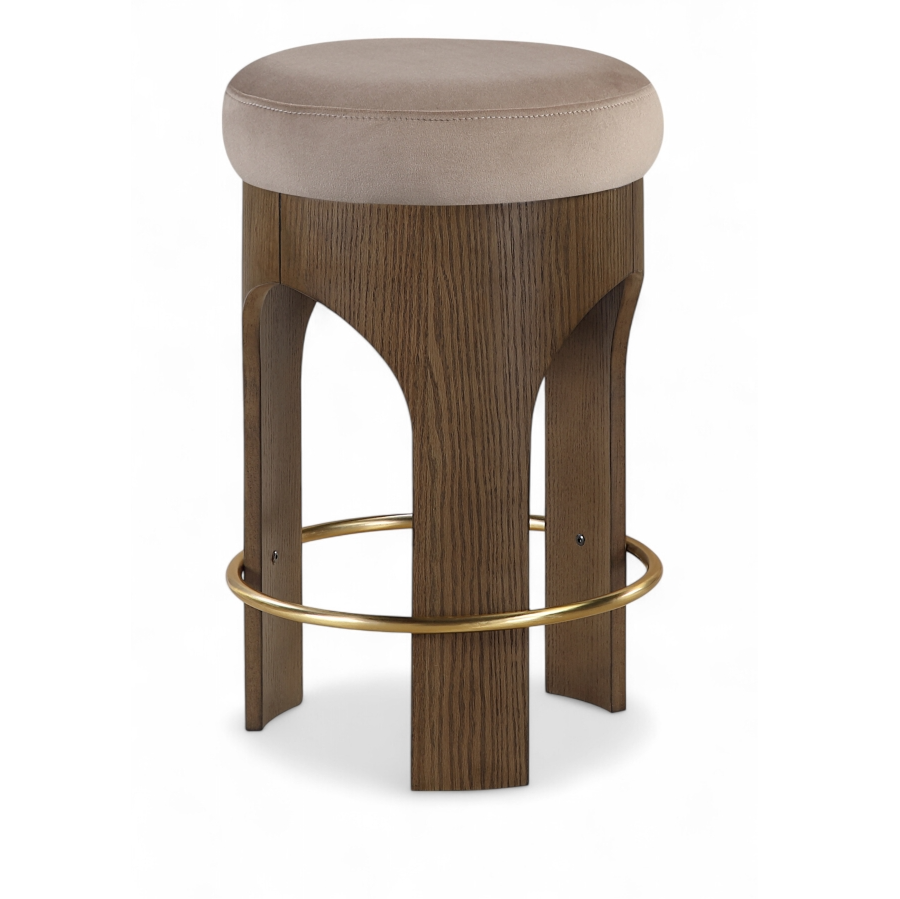 Bucatini Walnut Taupe Counter Stool