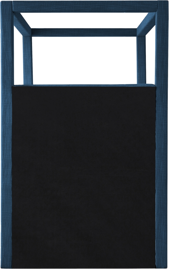 Emet Navy Linen Textured Fabric Upholstered Twin Bed