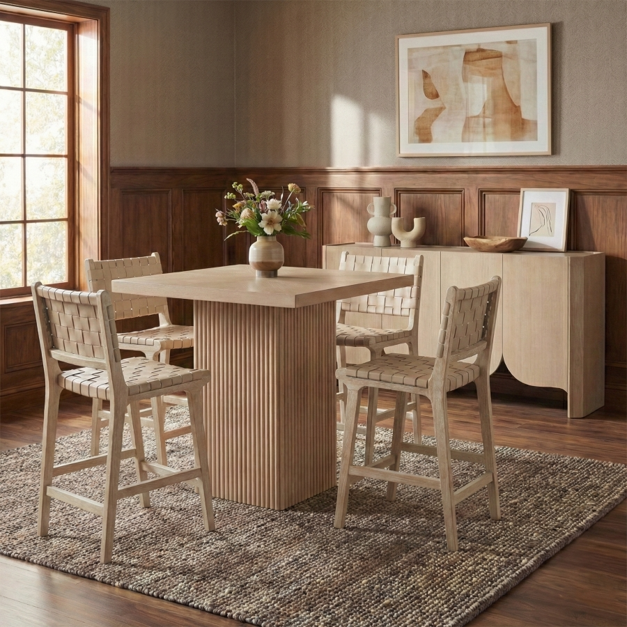 Intertwine Beige Counter Stool