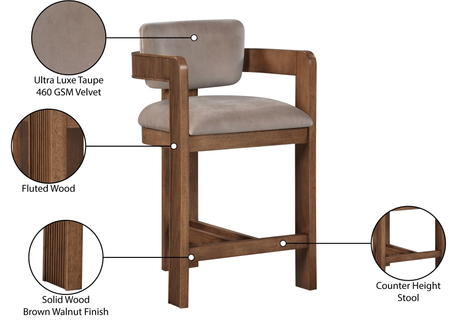 Sasha Taupe Counter Stool
