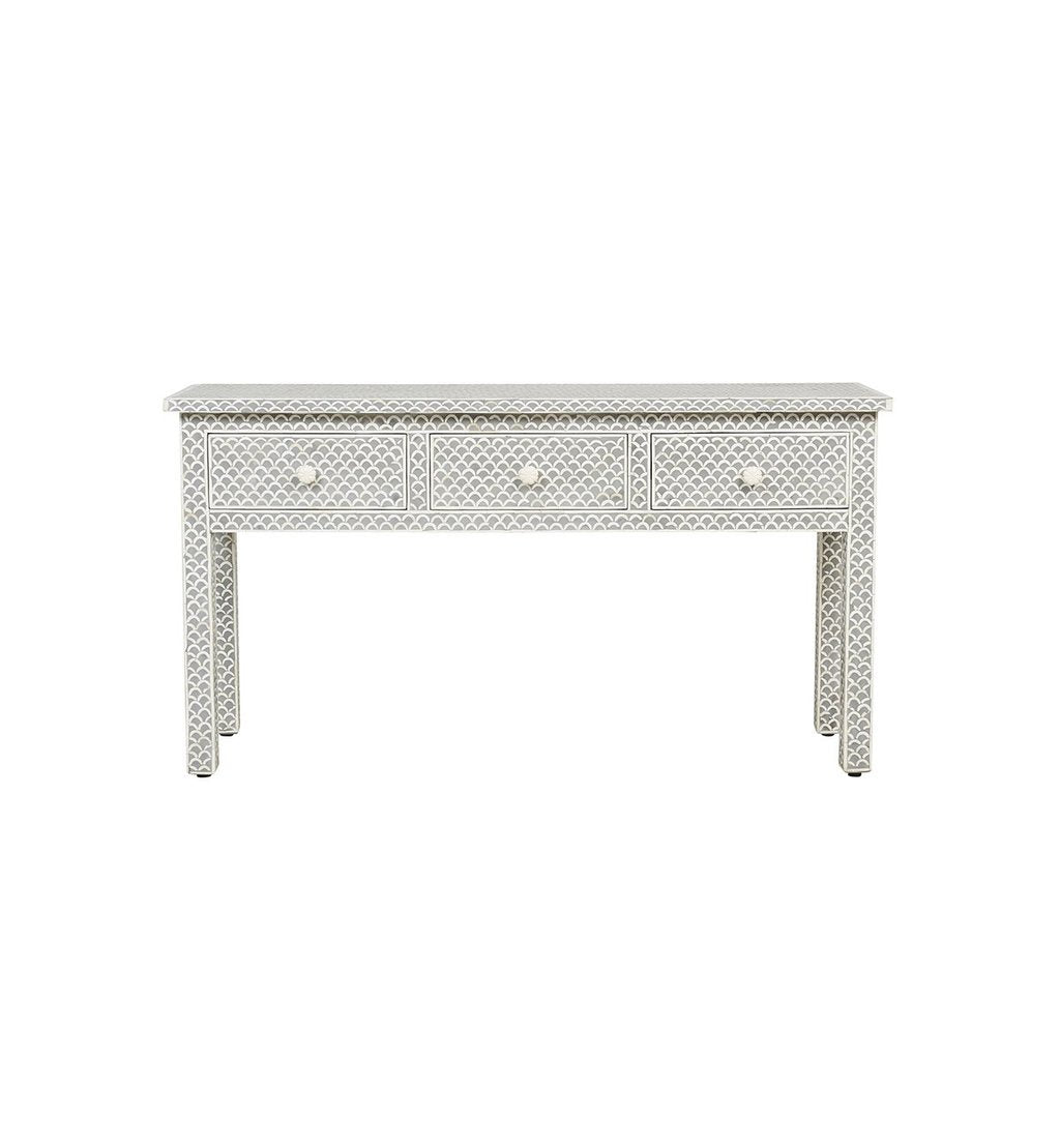 3-Drawer Bone Inlay Console Fishscale (Wholesale Only)