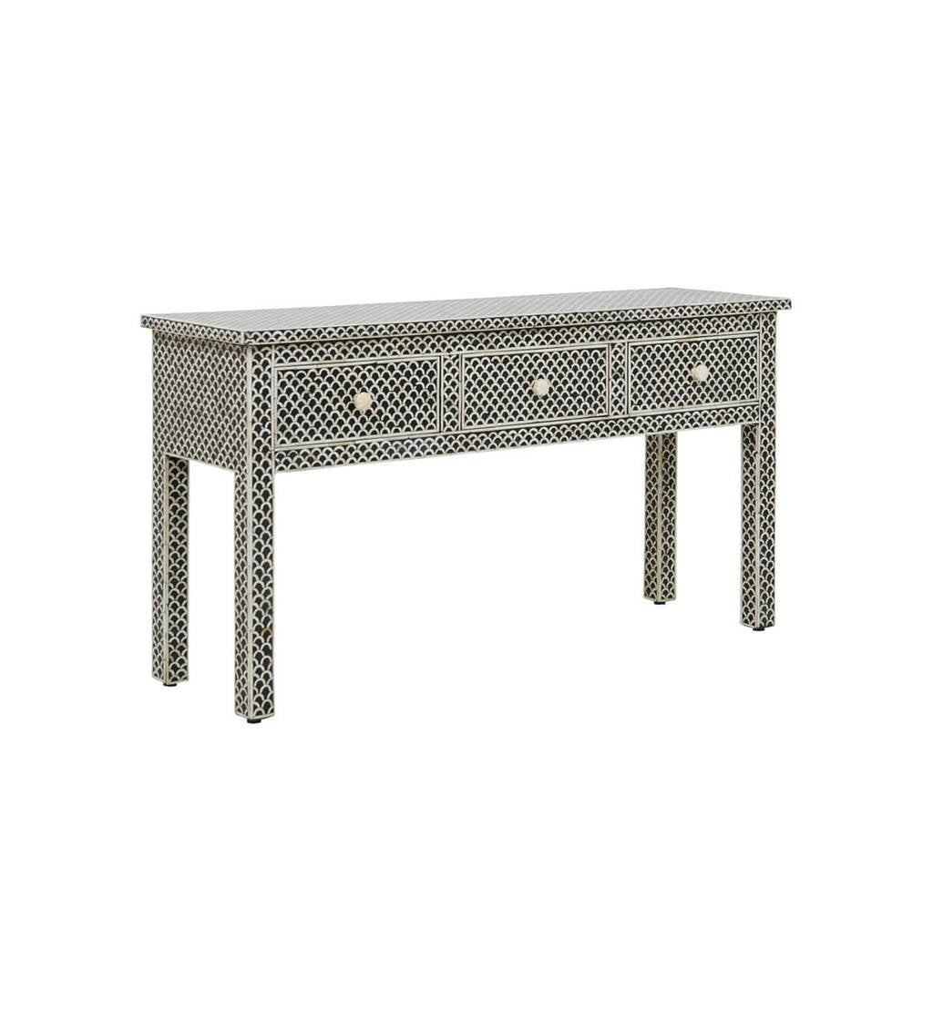 3-Drawer Bone Inlay Console Fishscale (Wholesale Only)
