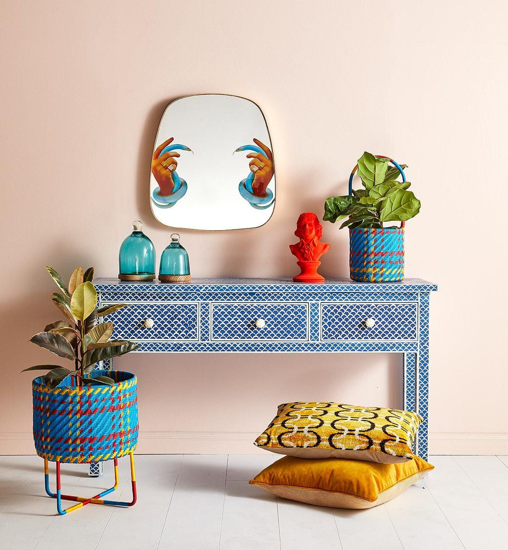 3-Drawer Bone Inlay Console Fishscale (Wholesale Only)