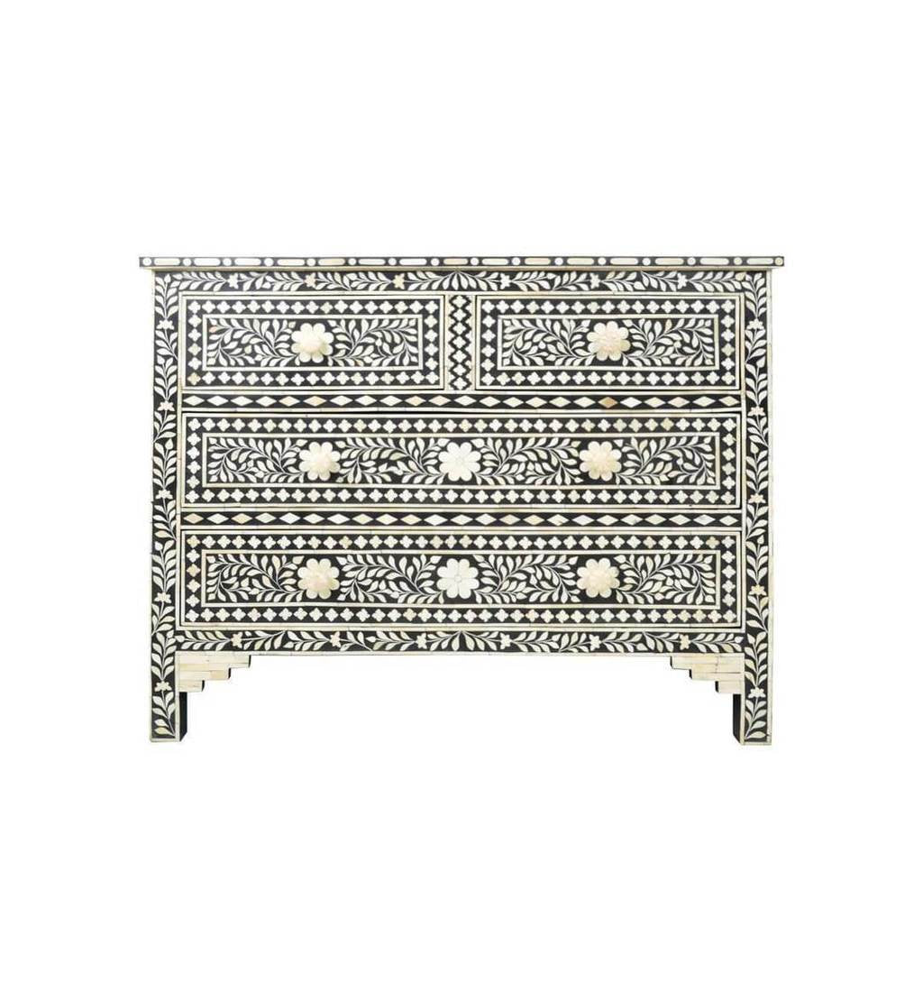 Bone Inlay 4-Drawer Commode (Wholesale Only)