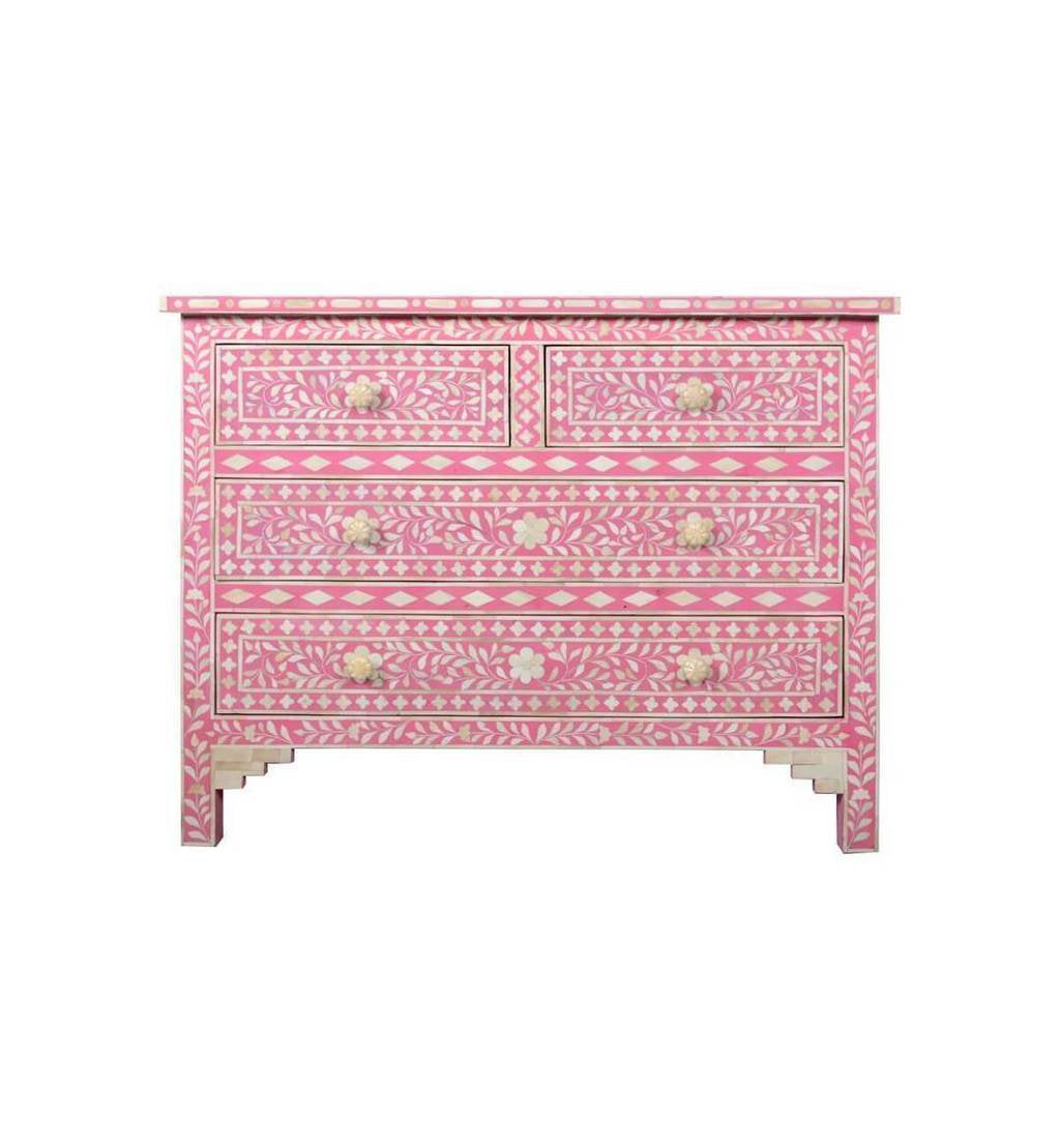 Bone Inlay 4-Drawer Commode (Wholesale Only)