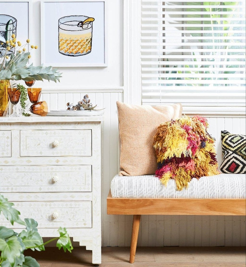 Bone Inlay 4-Drawer Commode (Wholesale Only)