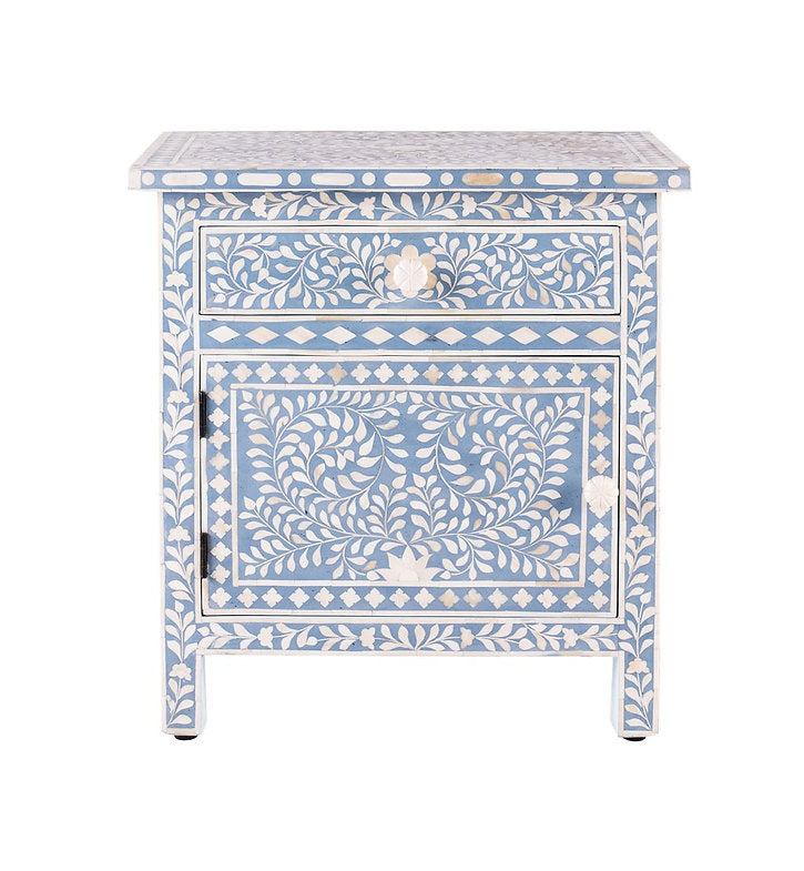 Large Floral Bone Inlay Bedside Table (Wholesale Only)
