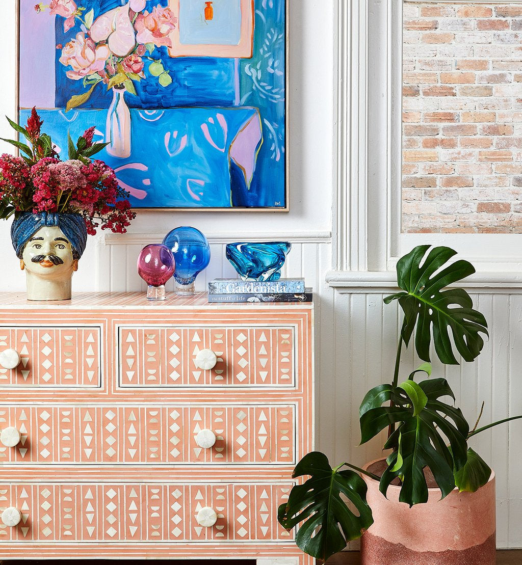 Tribal Bone Inlay Commode (Wholesale Only)