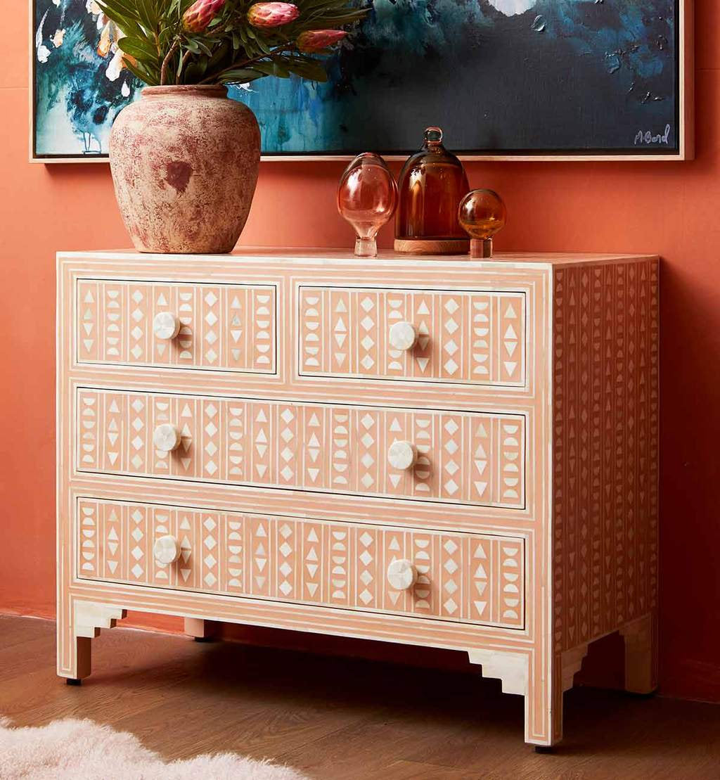 Tribal Bone Inlay Commode (Wholesale Only)